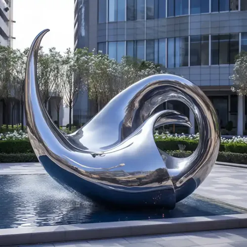 Wave Sculptures – Large Metal Abstract Wave Art Sculpture DZN107-2