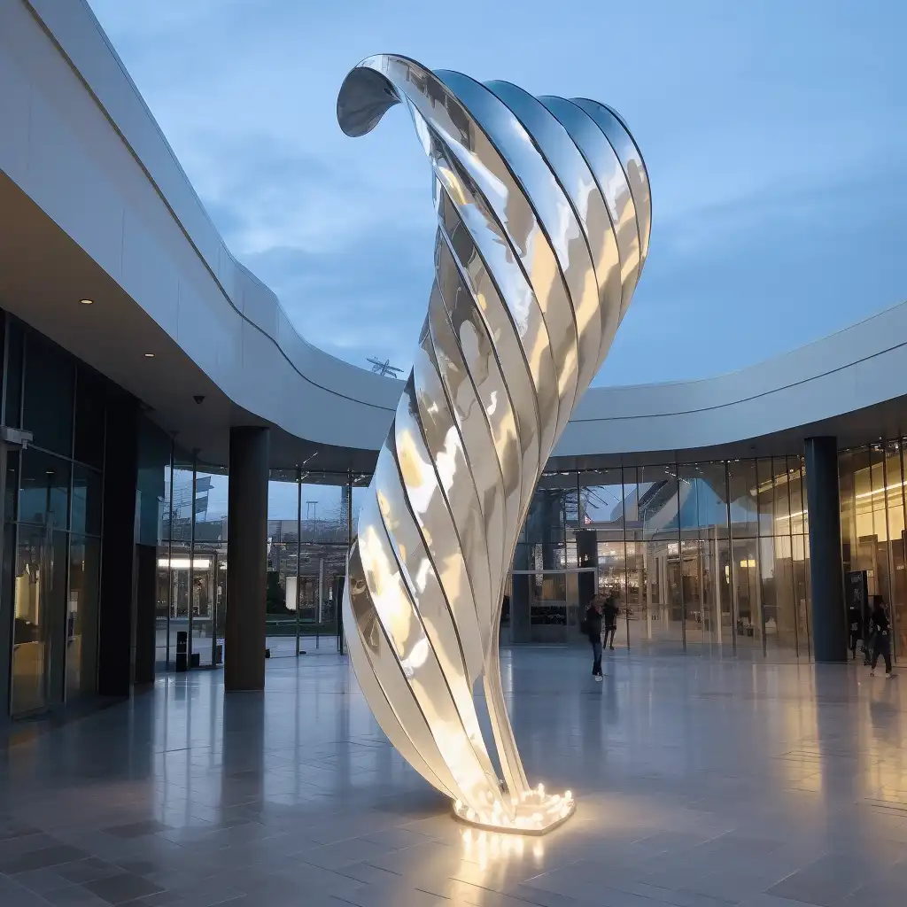 Metal Ribbon Sculpture with Light for Garden Art  DZN105-5