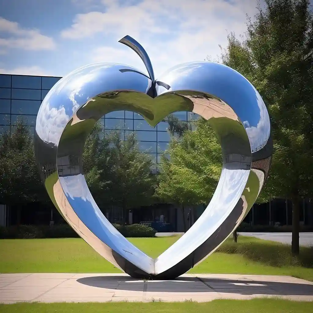 Stainless Steel Large Apple Sculpture | Mirror Hollow Art DZN111 13 Stainless Steel Large Apple Sculpture | Mirror Hollow Art DZN111-6