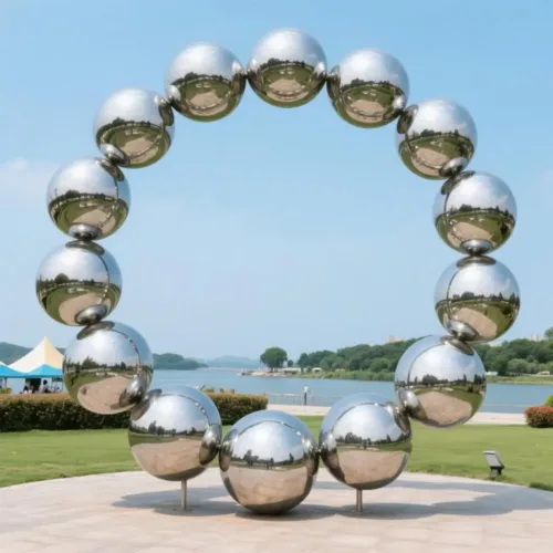 Metal Ring-Shaped Ball Sculpture – Circle Garden Decor DZN130-1