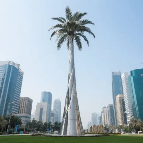 Outdoor Giant Metal Palm Tree Sculpture for Seaside | DZN128-2