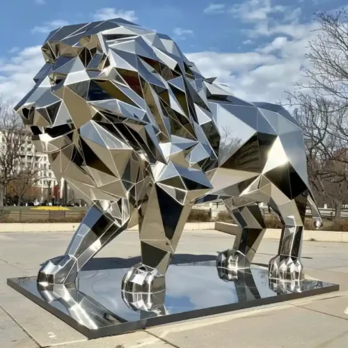 Geometric Abstract Lion Sculpture - Metal Animal Decor DZN168 Geometric Abstract Lion Sculpture - Metal Animal Decor DZN168-1
