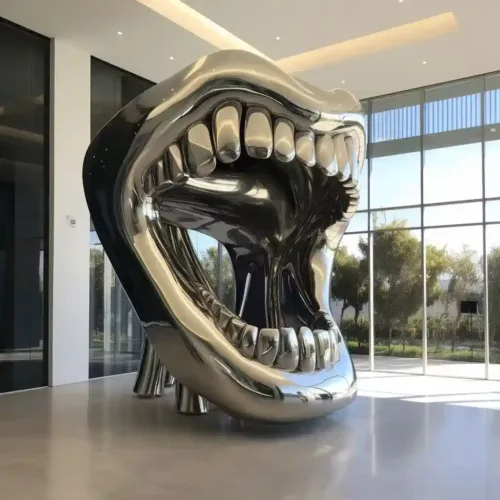 Large Stainless Steel Teeth Sculpture for Dental Clinic Decor DZN159 Large Stainless Steel Teeth Sculpture for Dental Clinic Decor DZN159-1
