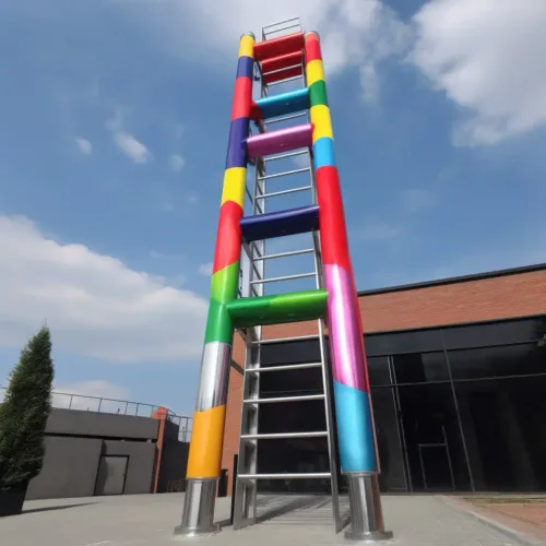 Colorful Stainless Steel Ladder Sculpture for Sale DZN161 Colorful Stainless Steel Ladder Sculpture for Sale DZN160-1