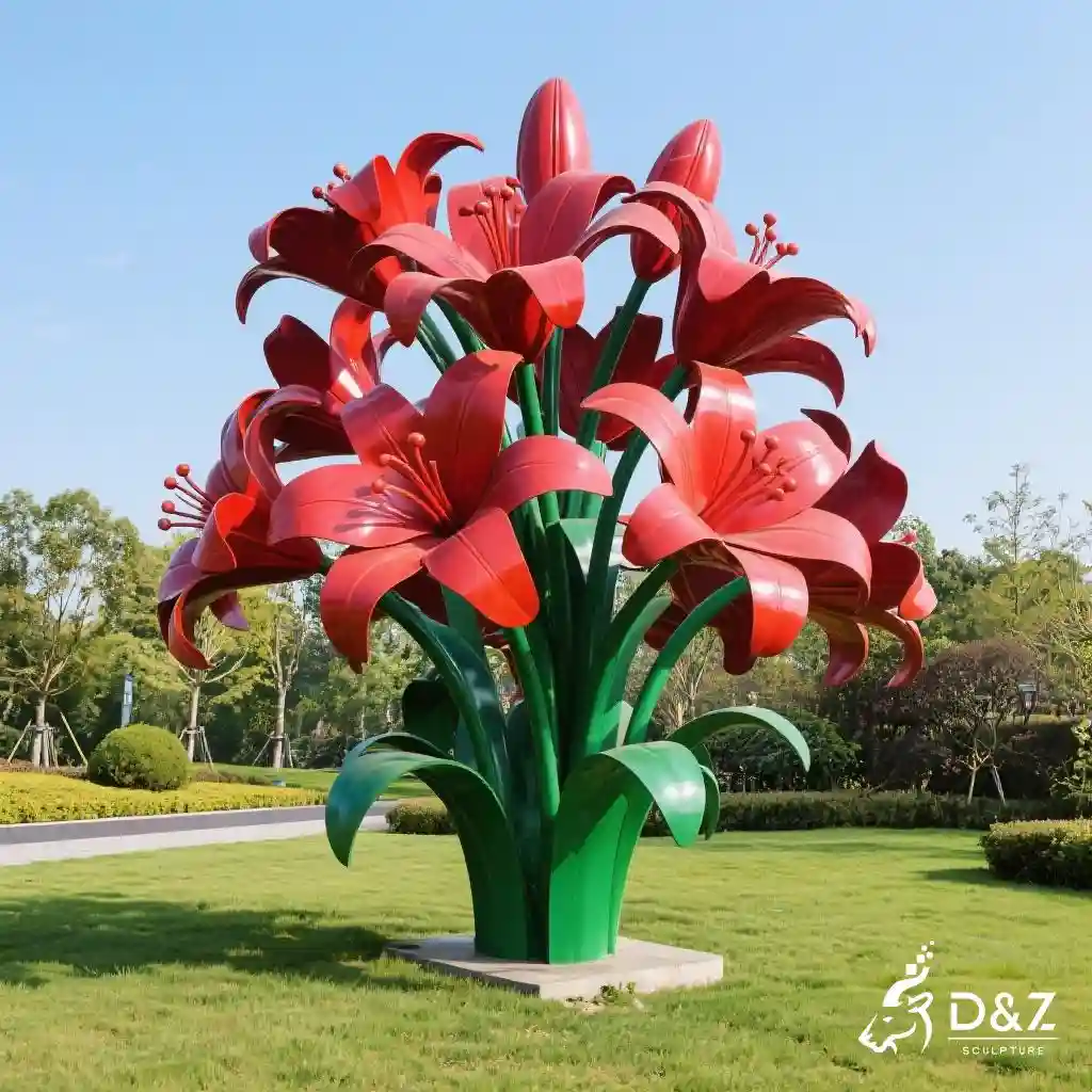 Large Stainless Steel Lily Sculpture for Garden DZN207 Large Stainless Steel Lily Sculpture for Garden DZN207-1