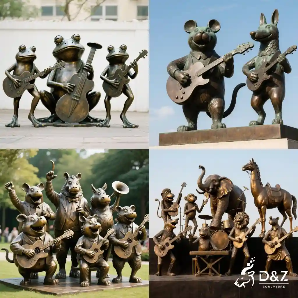 Large Bronze Animal Music Sculpture for Garden DZN190-6 Large Bronze Animal Music Sculpture for Garden DZN190-6