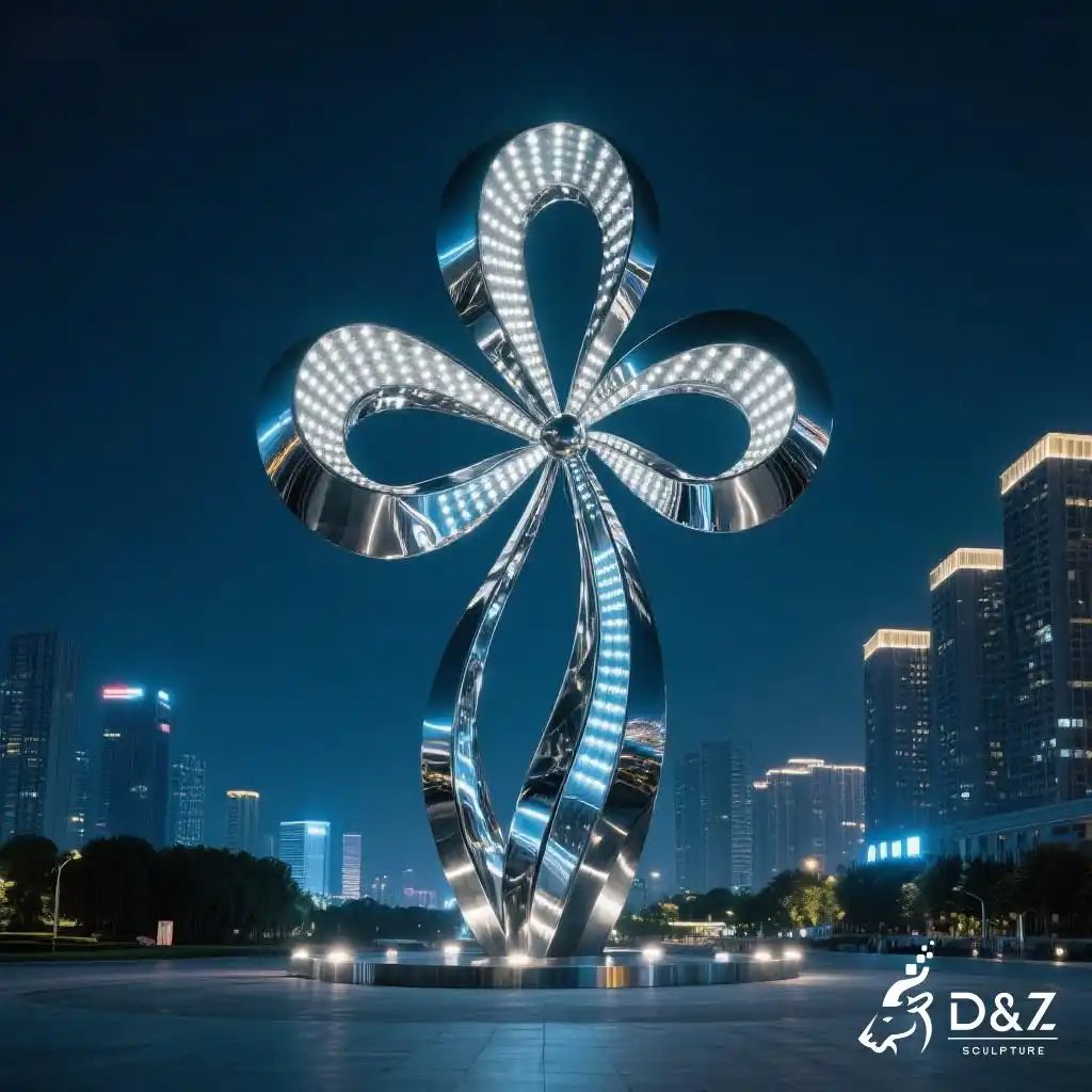 Large Metal Clover Sculpture | Four-leaf Clover Landmark DZN214-1