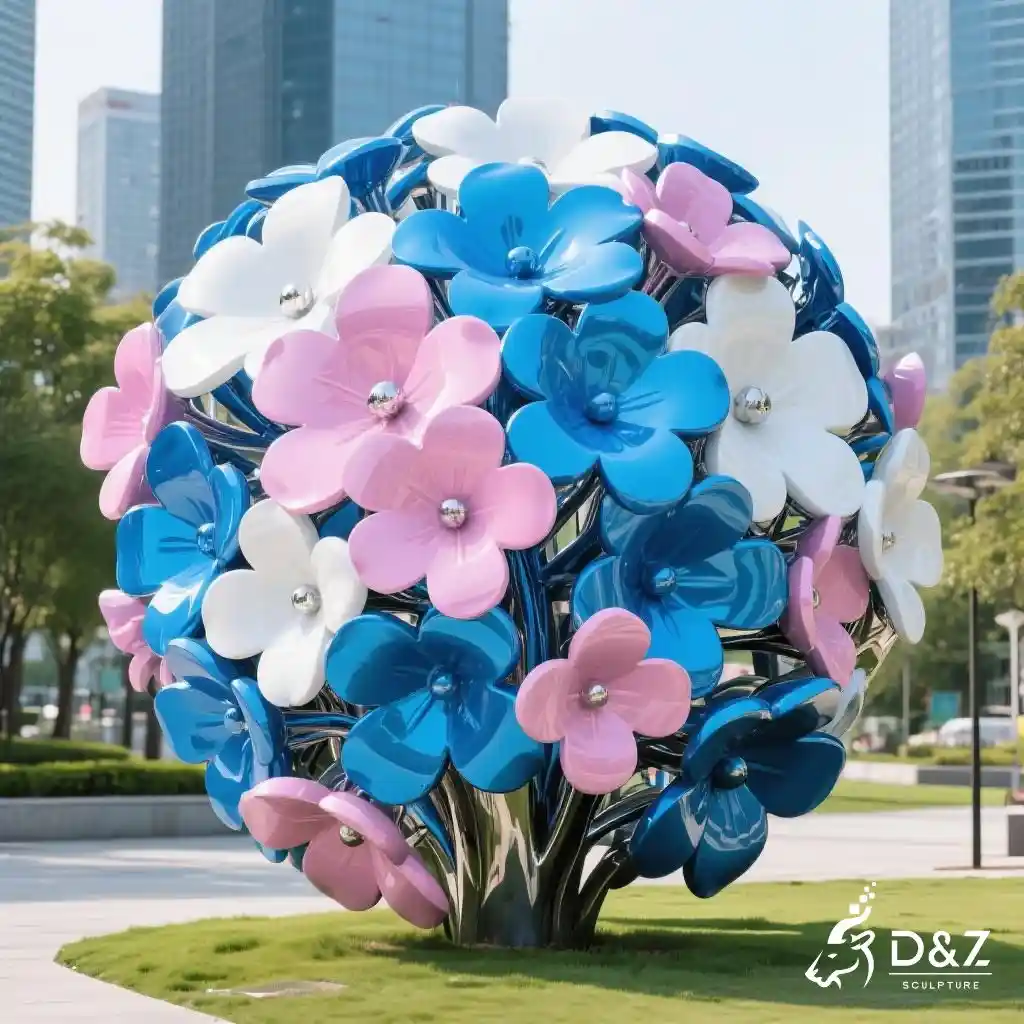 Large Metal Hydrangea Sculpture Garden Flower Decor for Sale DZN219 Large Metal Hydrangea Sculpture Garden Flower Decor for Sale DZN219-1