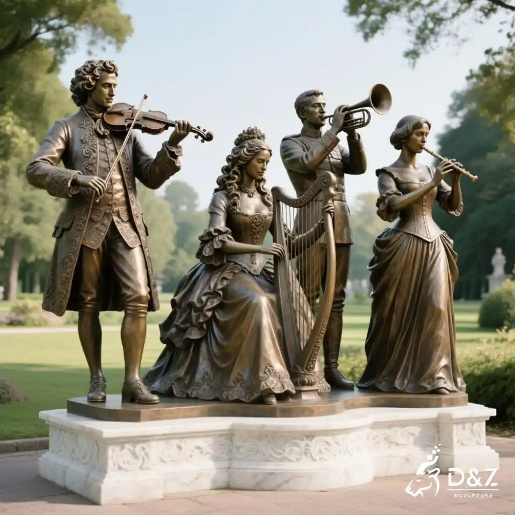 Life-Size Bronze Musician Statues for Sale | Outdoor Music Art DZN191-1