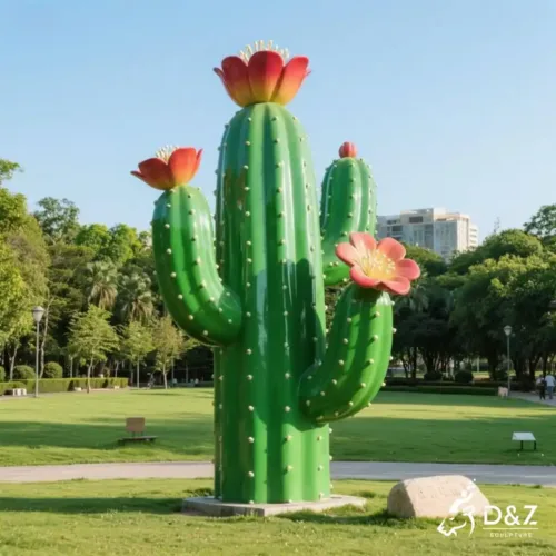 Large Metal Cactus Sculpture | Garden Flower Art for Sale DZN222-1