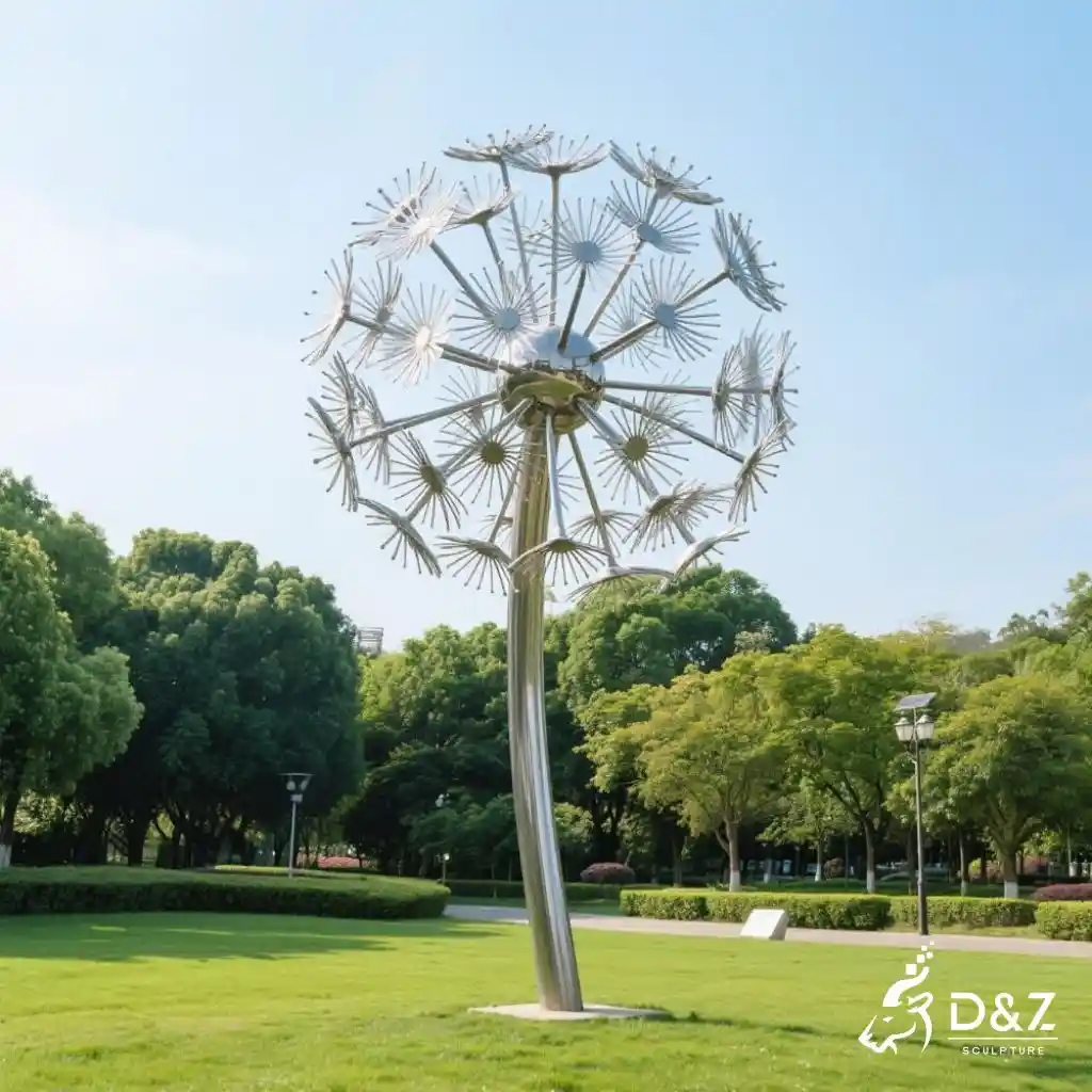 Large LED Stainless Steel Dandelion Art Sculpture for Sale DZN223-1