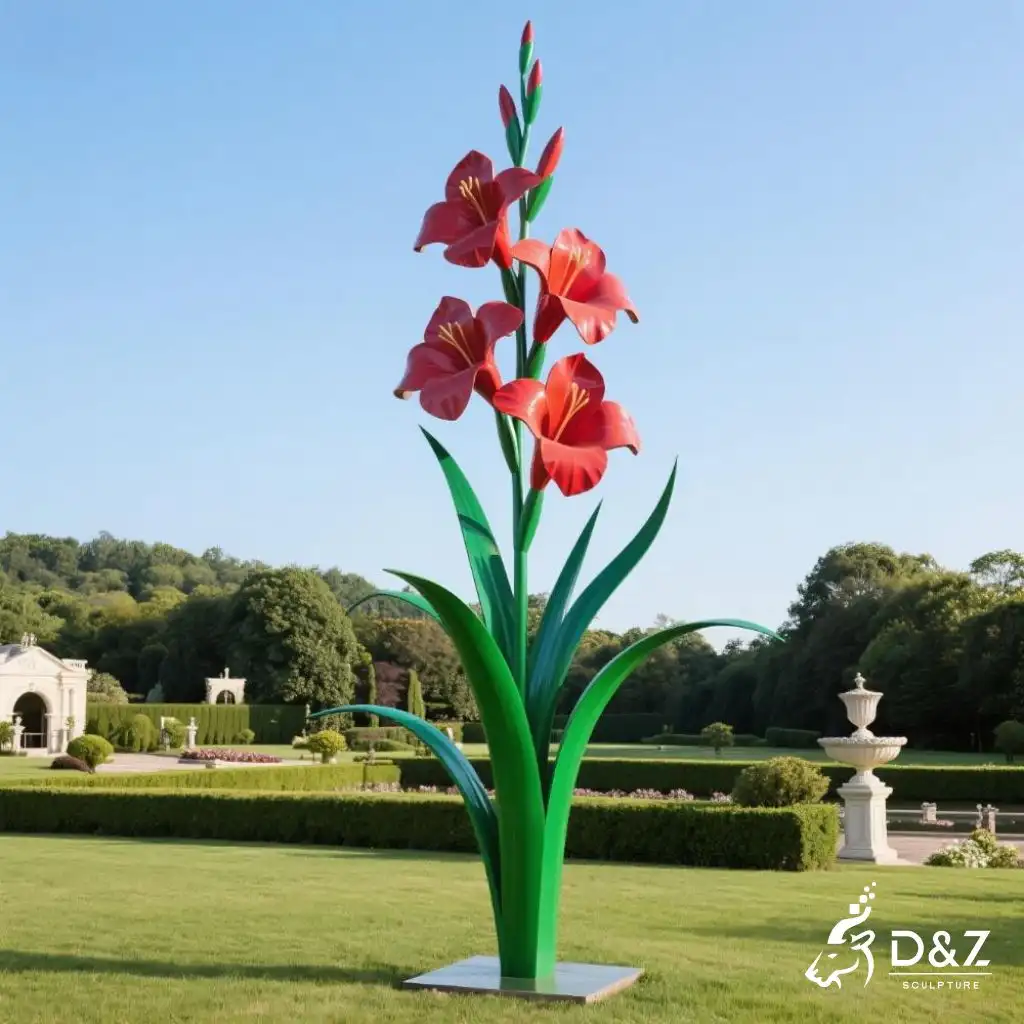 Gladiolus Sculpture - Large Stainless Steel Flower Art DZN227 Gladiolus Sculpture – Large Stainless Steel Flower Art DZN227-1