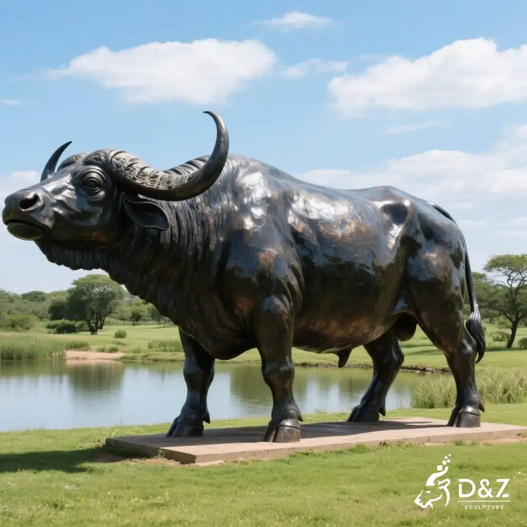 Large Bronze Buffalo Statue | Outdoor Wildlife Art DZN238-1
