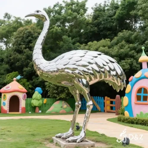 Large Metal Ostrich Sculpture | Modern Outdoor Bird Art DZN241-1