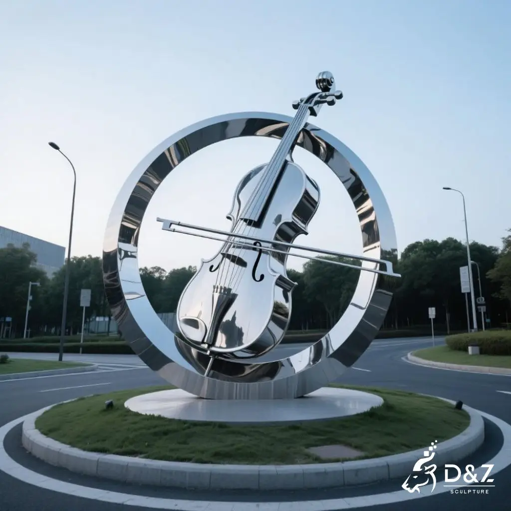 Large Metal Violin Sculpture | Urban Landscape Art DZN245-3 Large Metal Violin Sculpture | Urban Landscape Art DZN245-3