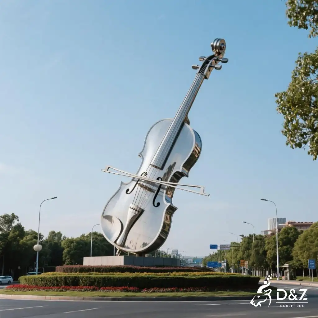 Large Metal Violin Sculpture | Urban Landscape Art DZN245-4 Large Metal Violin Sculpture | Urban Landscape Art DZN245-4