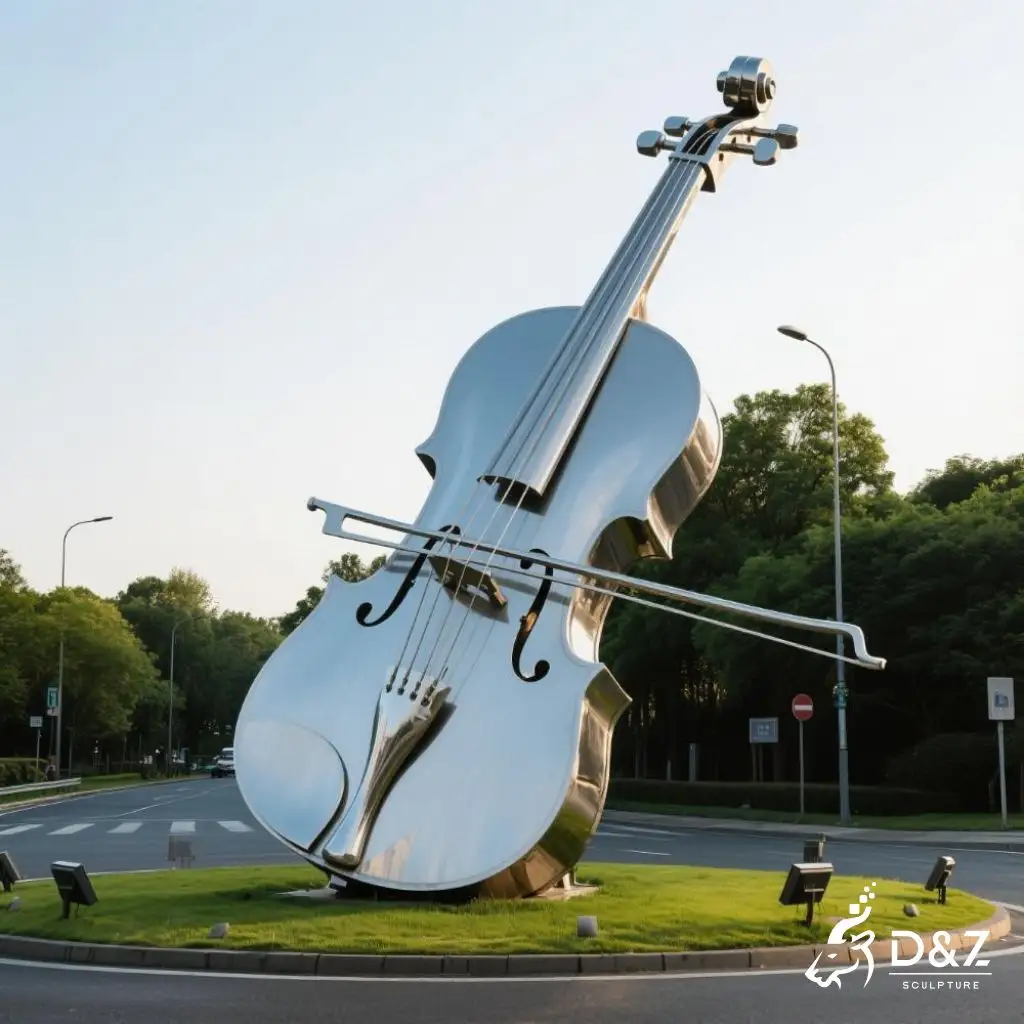 Large Metal Violin Sculpture | Urban Landscape Art DZN245-5 Large Metal Violin Sculpture | Urban Landscape Art DZN245-5