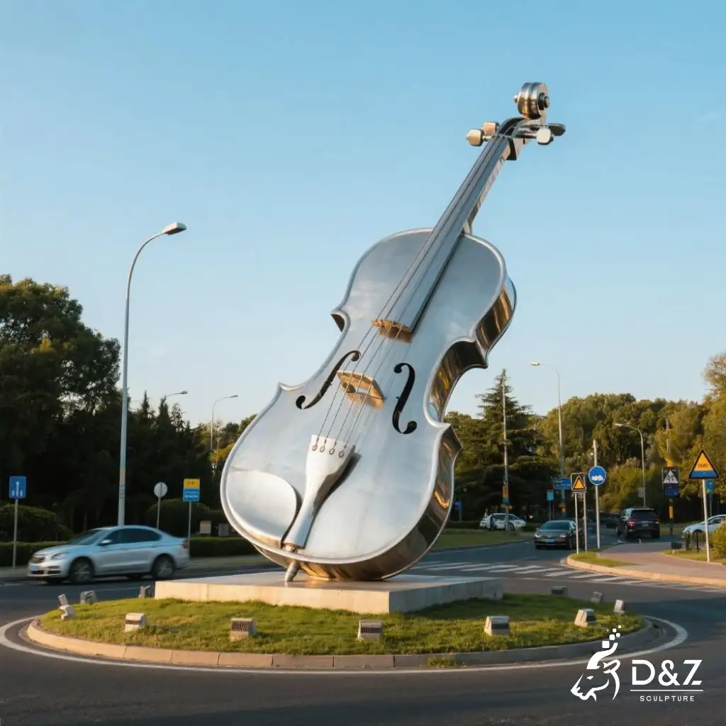 Large Metal Violin Sculpture | Urban Landscape Art DZN245-6 Large Metal Violin Sculpture | Urban Landscape Art DZN245-6