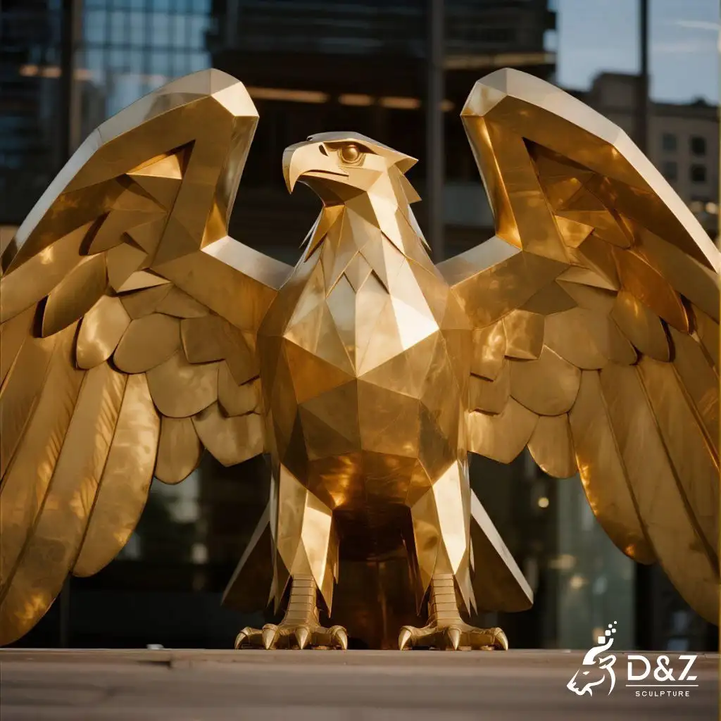 Large Geometric Metal Flying Eagle Sculpture for Sale DZN197-2