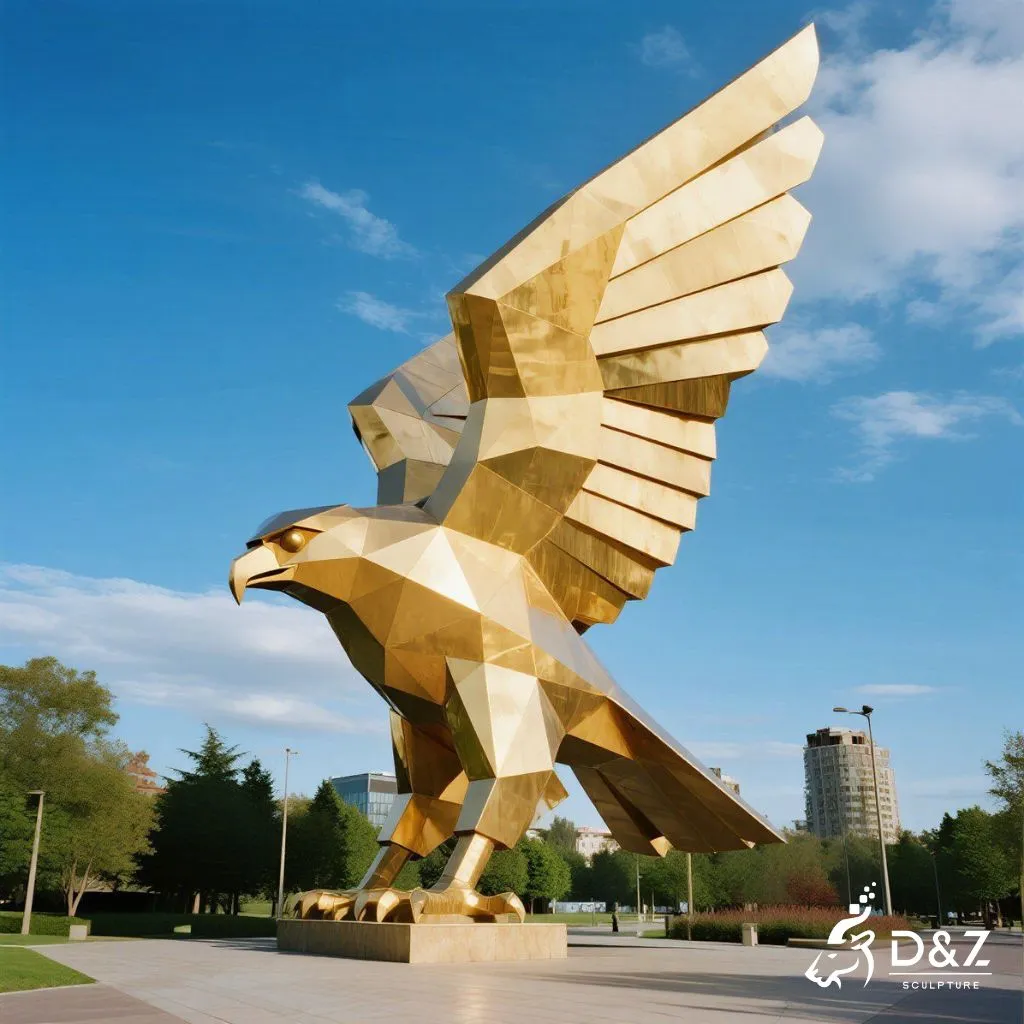 Large Geometric Metal Flying Eagle Sculpture for Sale DZN197-4