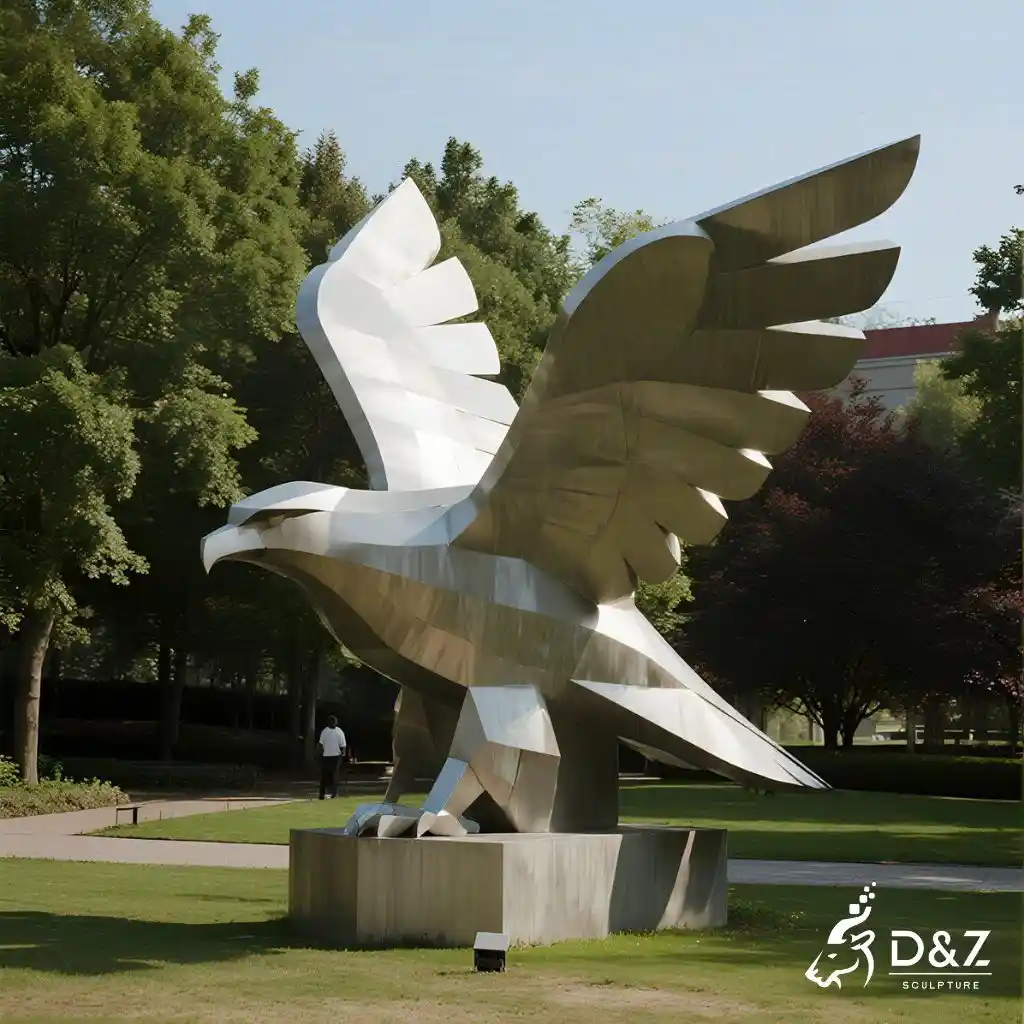 Large Geometric Metal Flying Eagle Sculpture for Sale DZN197-5