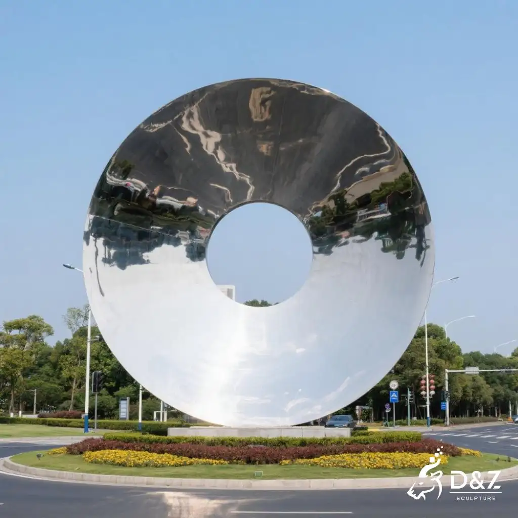 Circular Metal Disc Sculpture | Urban Landmark Art DZN246-1