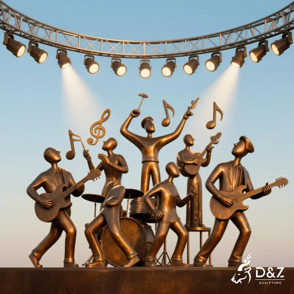Large Bronze Funny Musician Statue | Outdoor Band Art DZN189-2