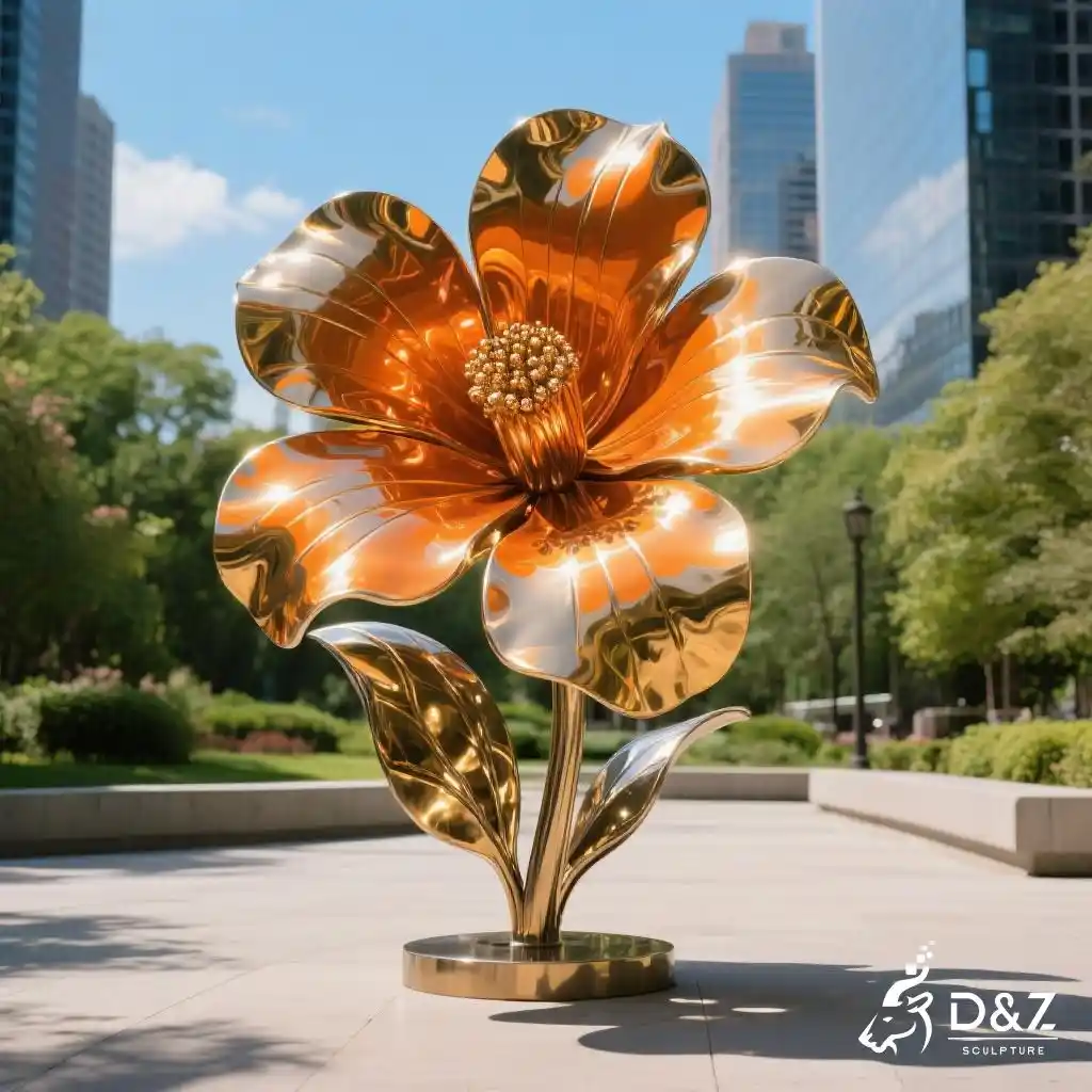 Large Hibiscus Flower Sculpture | Outdoor Metal Flower Art DZN204