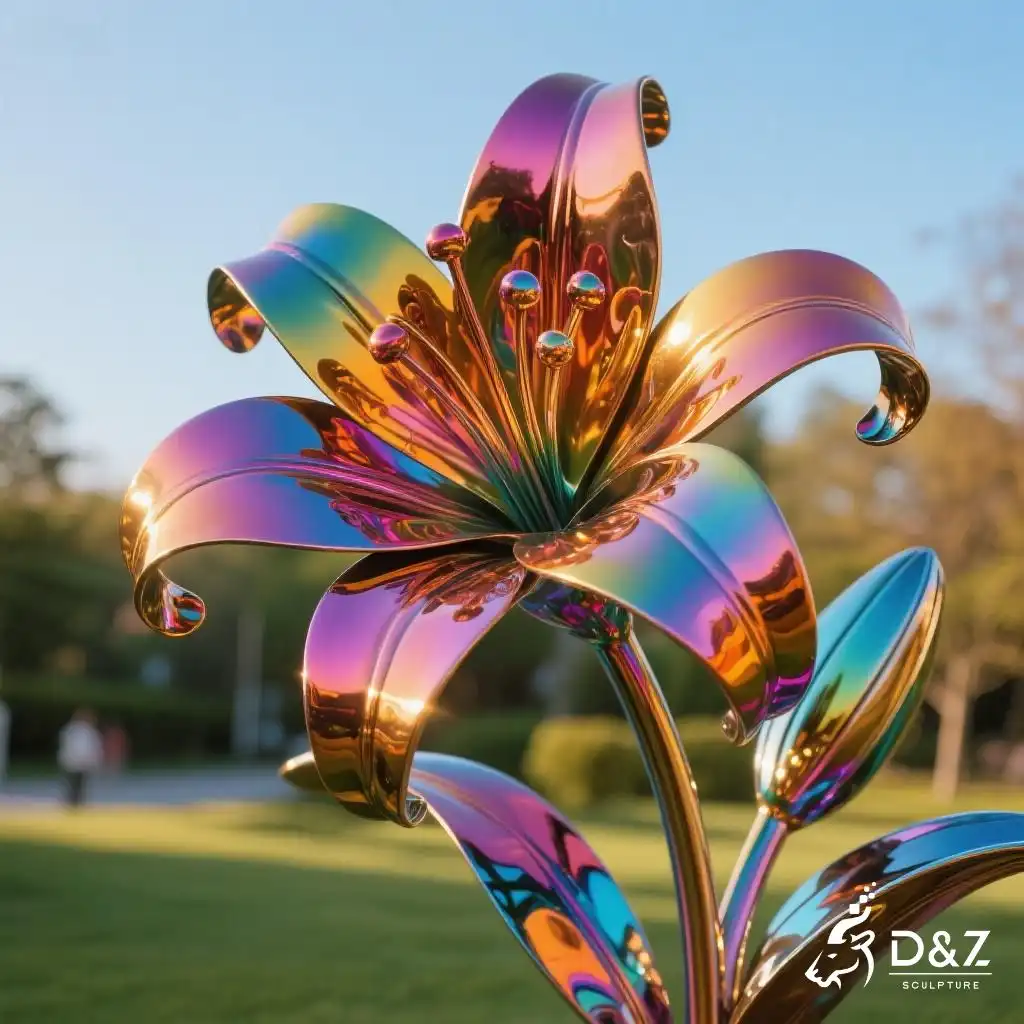 Large Stainless Steel Lily Sculpture for Garden DZN207 Large Stainless Steel Lily Sculpture for Garden DZN207-2