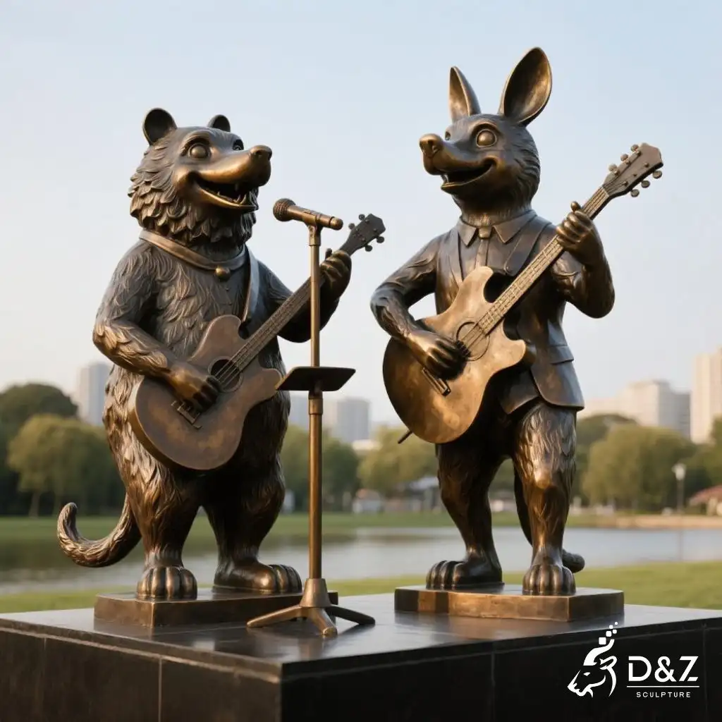 Large Bronze Animal Music Sculpture for Garden DZN190-5 Large Bronze Animal Music Sculpture for Garden DZN190-5