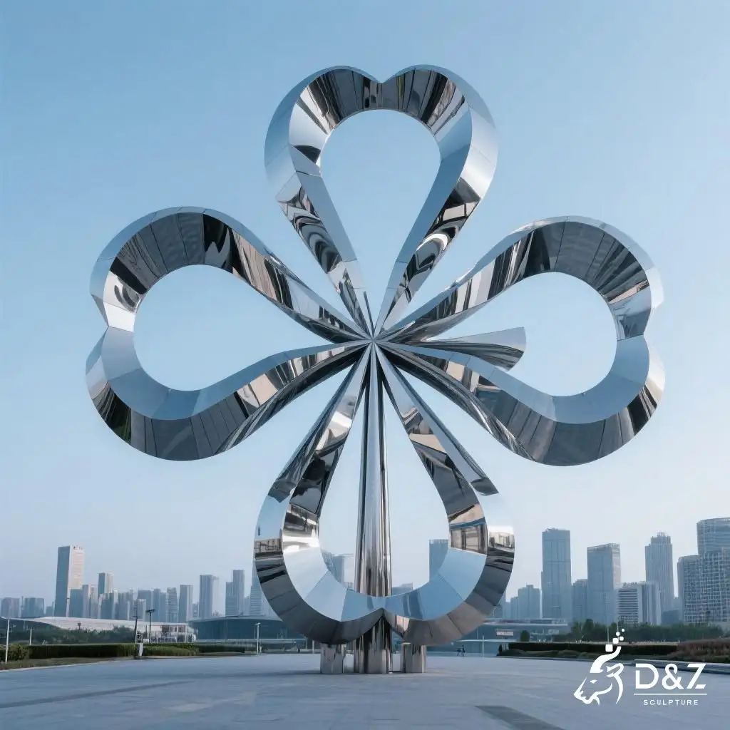 Large Metal Clover Sculpture | Four-leaf Clover Landmark DZN214-2