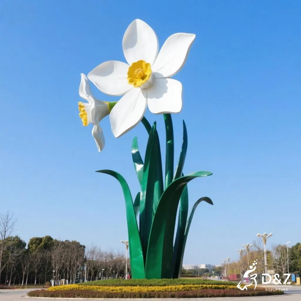Large Metal Narcissus Sculpture | Outdoor Flower Landmark DZN217 Large Metal Narcissus Sculpture | Outdoor Flower Landmark DZN217-2