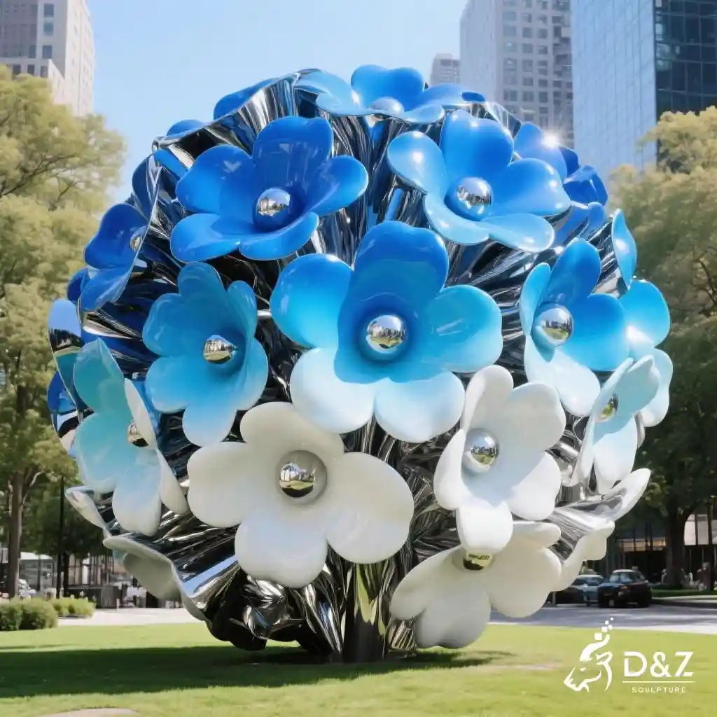 Large Metal Hydrangea Sculpture Garden Flower Decor for Sale DZN219 Large Metal Hydrangea Sculpture Garden Flower Decor for Sale DZN219-2