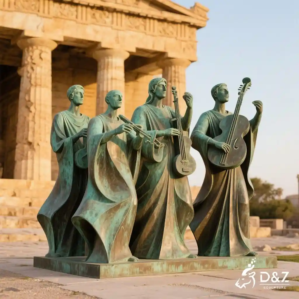 Life-Size Bronze Musician Statues for Sale | Outdoor Music Art DZN191-2