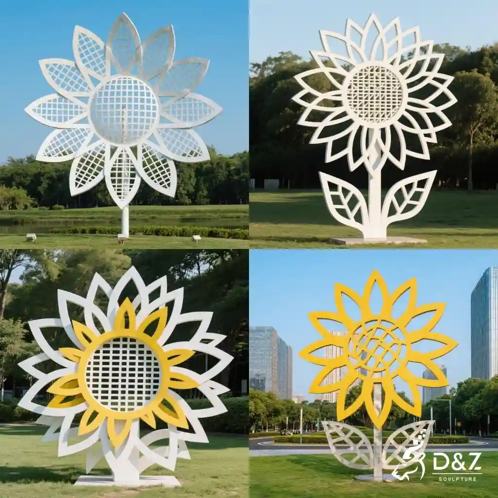 Geometric Metal Sunflower Garden Sculpture for Sale DZN221-1