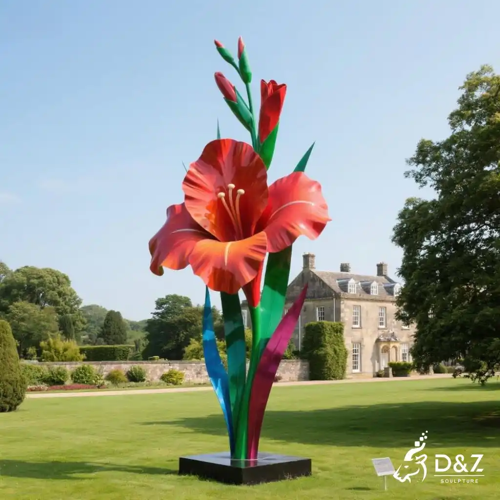 Gladiolus Sculpture – Large Stainless Steel Flower Art DZN227-2