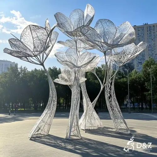 Large Metal Flower Sculpture | Outdoor Modern Floral Art DZN228-2