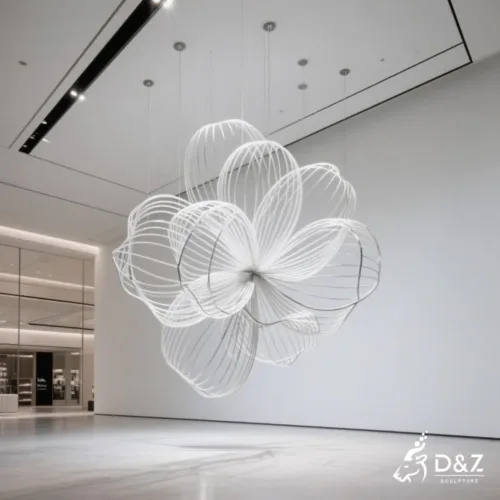 Large Wire Flower Sculpture | Modern Hanging Floral Art DZN232-2