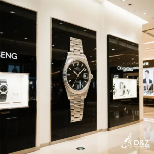 Large Metal Wrist Watch Sculpture | Luxury Art for Mall DZN237-2