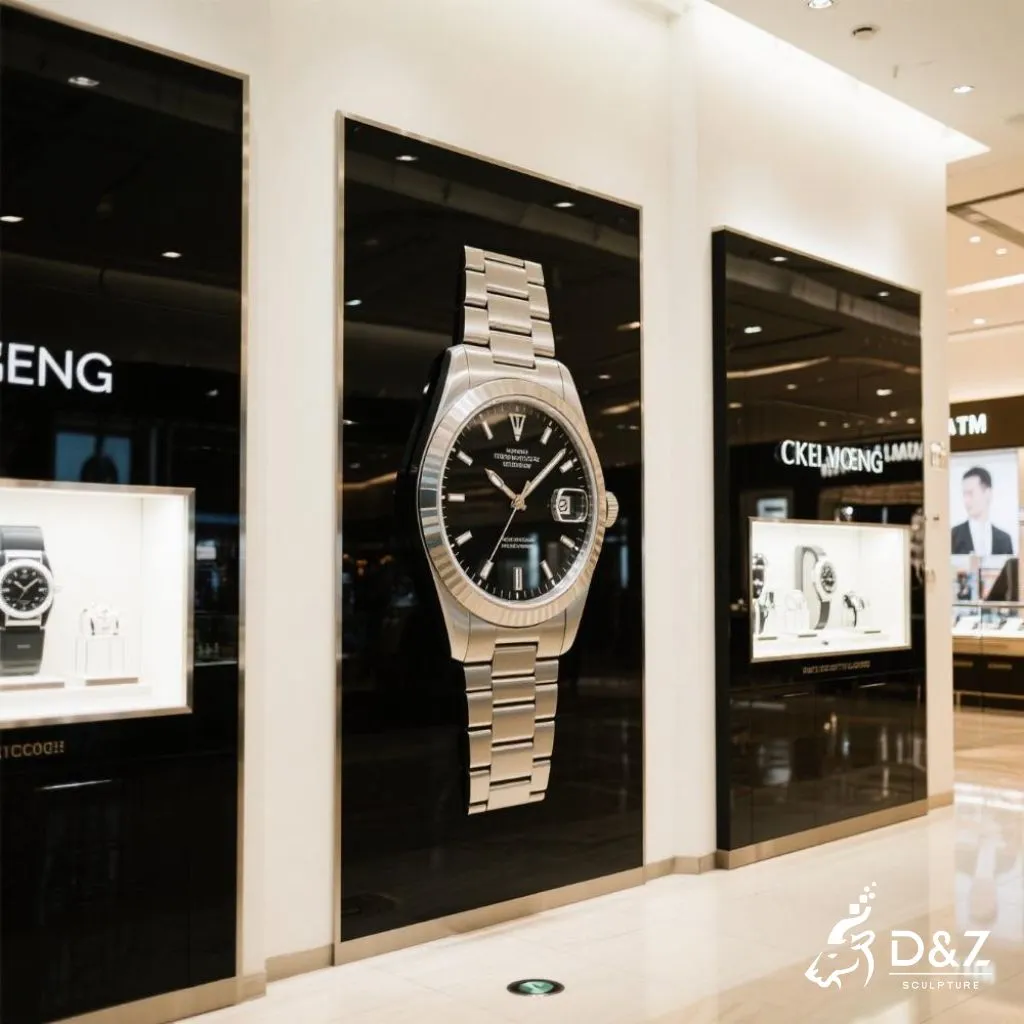 Large Metal Wrist Watch Sculpture | Luxury Art for Mall DZN237-2 Large Metal Wrist Watch Sculpture | Luxury Art for Mall DZN237-2