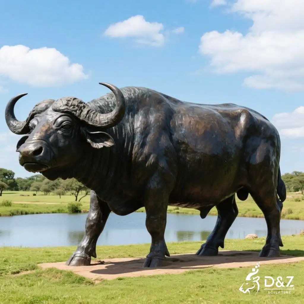 Large Bronze Buffalo Statue | Outdoor Wildlife Art DZN238 Large Bronze Buffalo Sculpture | Outdoor Wildlife Art DZN238-2