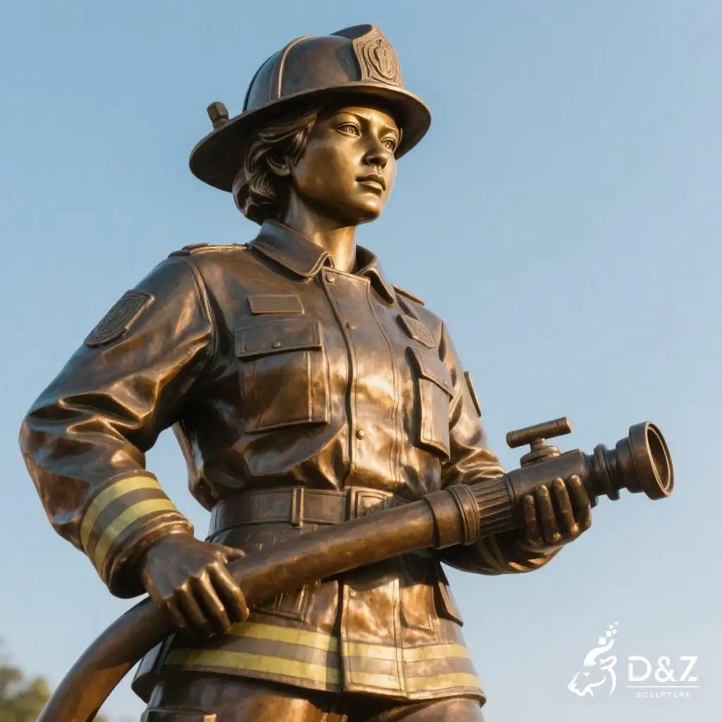 Life-size Bronze Female Firefighter Statue for Sale DZN193-2 Life-size Bronze Female Firefighter Statue for Sale DZN193-2