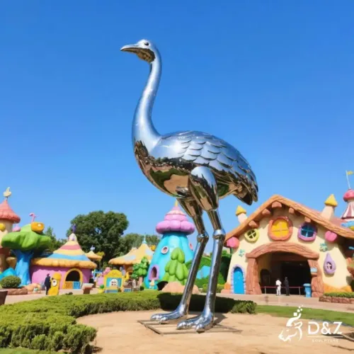 Large Metal Ostrich Sculpture | Modern Outdoor Bird Art DZN241-2