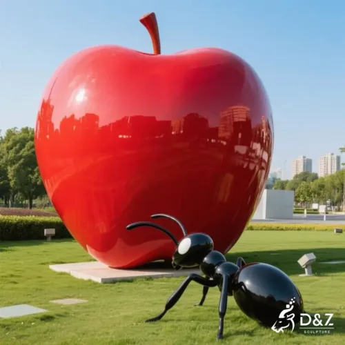 Large Red Apple Sculpture with Ant Decoration for Garden DZN243 13 Large Red Apple Sculpture with Ant Decoration for Garden DZN243-2