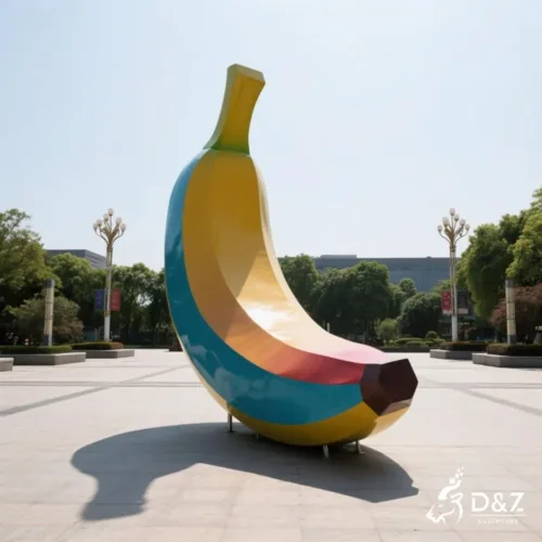 Metal Giant Banana Sculpture | Outdoor Geometric Fruit Decor DZN196-2