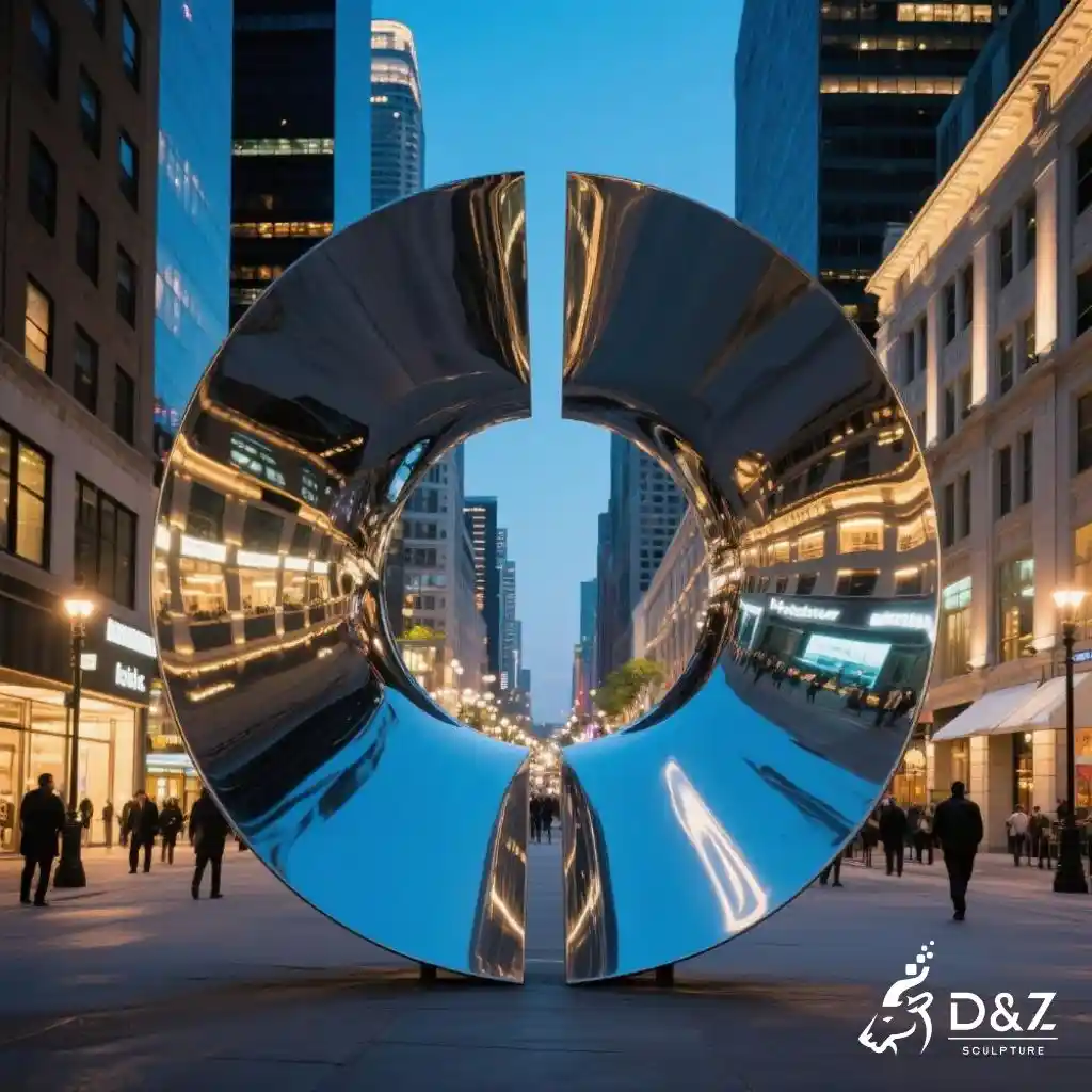 Circular Metal Disc Sculpture | Urban Landmark Art DZN246-2