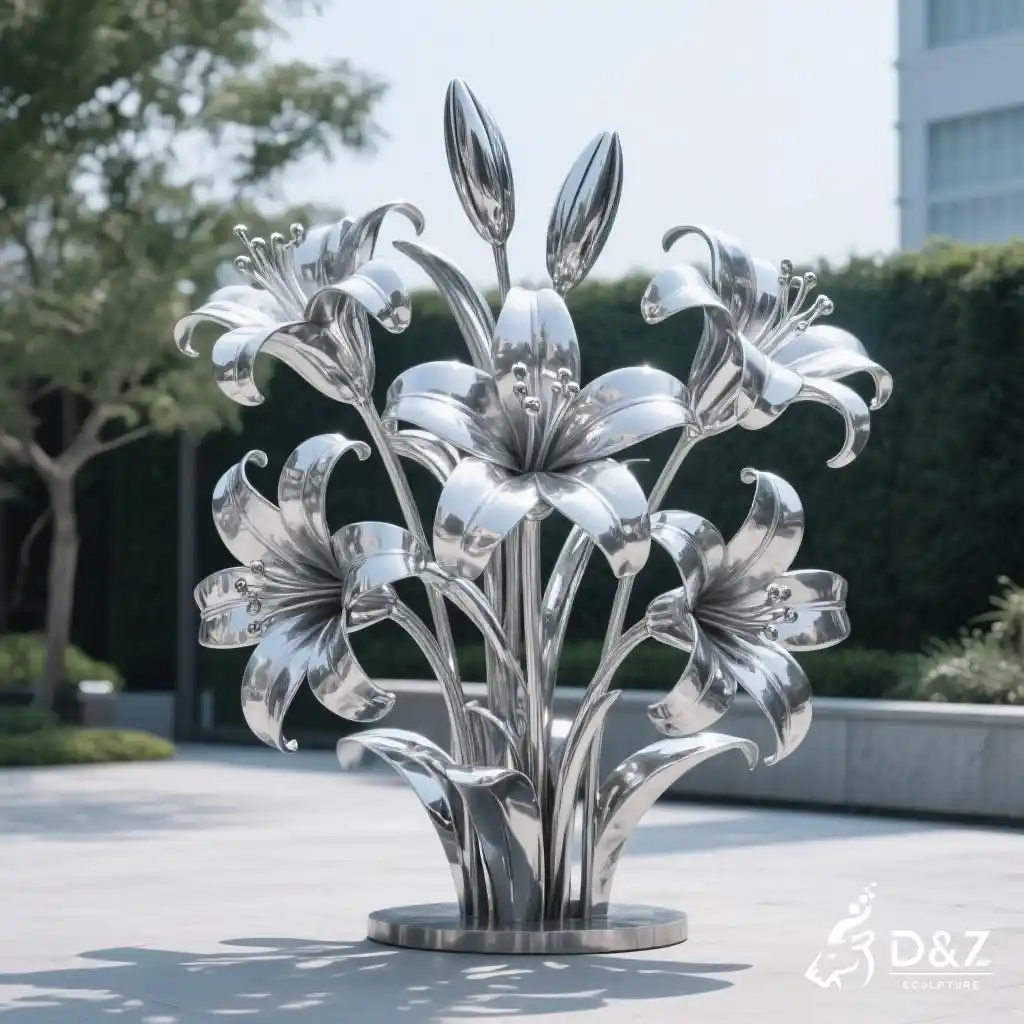 Large Stainless Steel Lily Sculpture for Garden DZN207 Large Stainless Steel Lily Sculpture for Garden DZN207-3