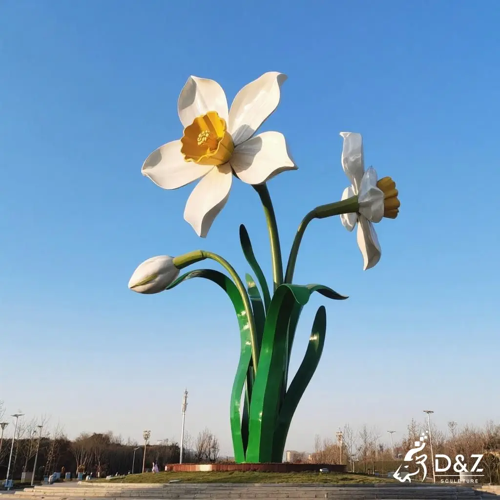 Large Metal Narcissus Sculpture | Outdoor Flower Landmark DZN217 Large Metal Narcissus Sculpture | Outdoor Flower Landmark DZN217-3