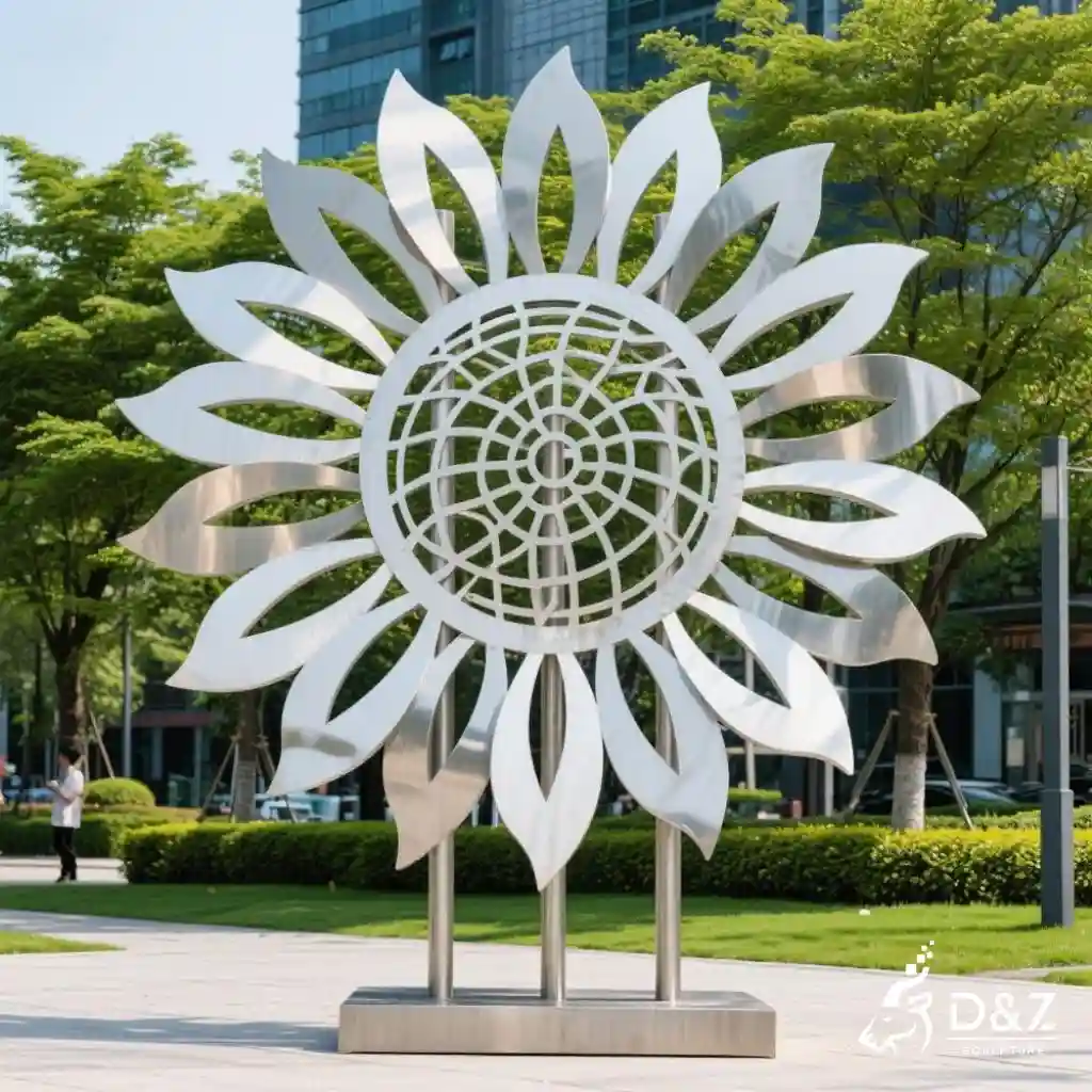 Geometric Metal Sunflower Garden Sculpture for Sale DZN221-2