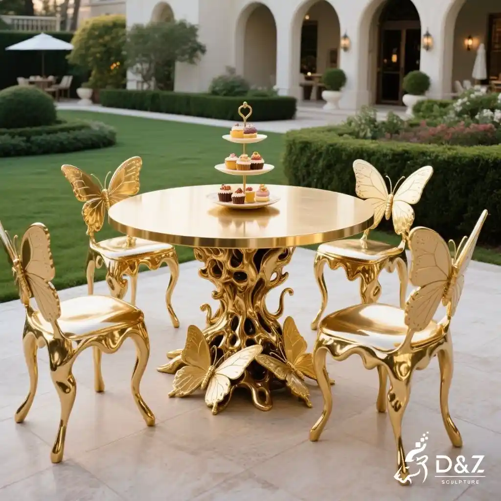 Luxury Metal Table Sculpture and Chairs Butterfly Furniture DZN236 Luxury Metal Table Sculpture and Chairs Butterfly Furniture DZN236-3